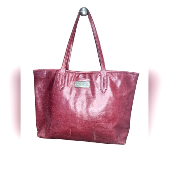 COLE HAAN burgundy leather tote bag - Picture 1 of 5